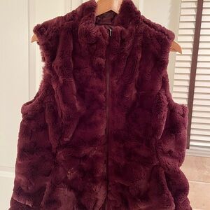 Plush Burgundy Faux Fur Vest